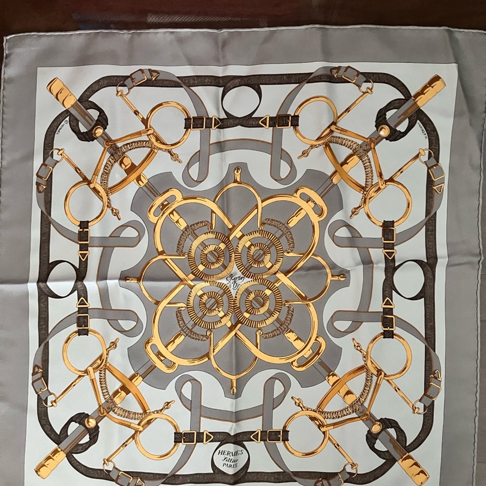 Hermès Paris Silk Scarf with Equestrian Design 16.5”x16.5”
